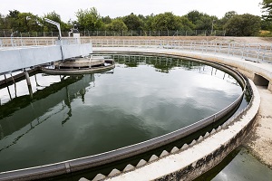 The Solid Contact Clarifier Tank in Water Treatment plant. Modern urban wastewater treatment plant.