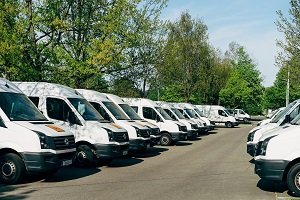 Fleet of white vans