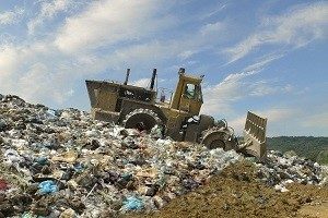 Bulldozer at landfill