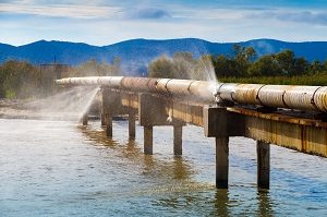 Leaking pipeline over water