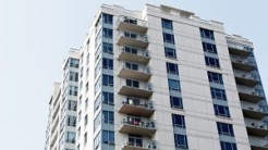 Hotel with windows and balconies