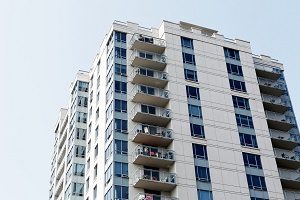 Hotel with windows and balconies