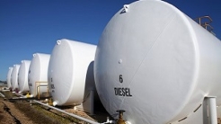 Diesel fuel tanks at a filling station