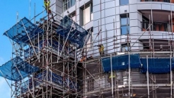 Construction site scaffolding