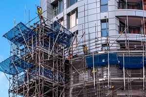 Construction site scaffolding